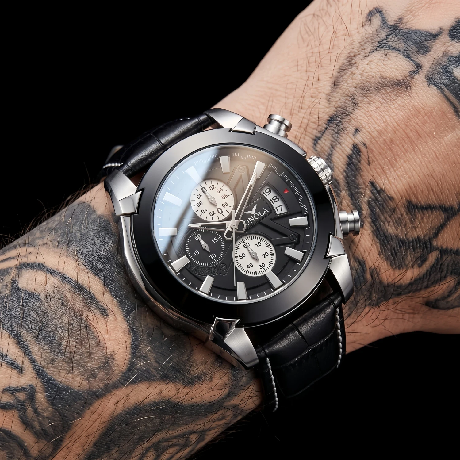 ONOLA men's casual business quartz chronograph watch with multiple dials and racing inspiration men's watch gift