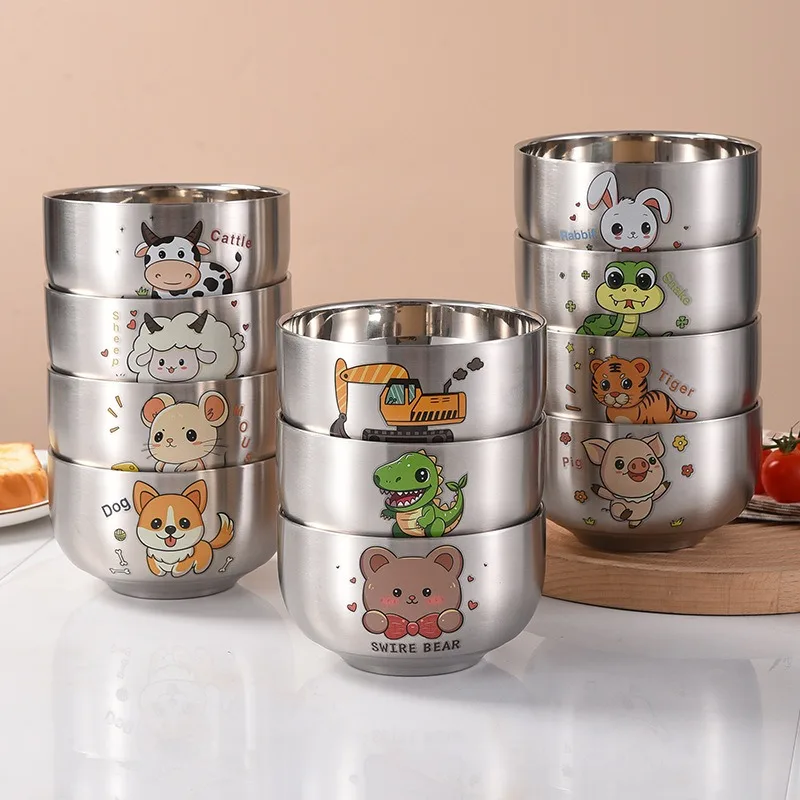 Zodiac Children's Cartoon Rice Bowl Family Set Cooking Snack Bowl Dinner Plates Disc Plate Buffet Plate Soup Noodles Bowls