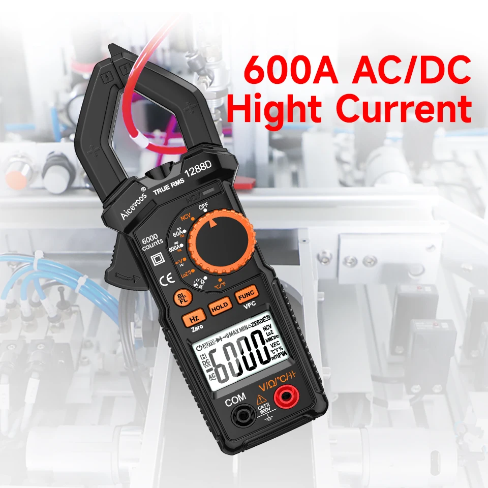 Aicevoos Digital Clamp Meter,AC/DC Voltage,6000 Counts,600A AC/DC Current,Auto Rang,True RMS,Multimeter Voltage Tester Ohm NCV