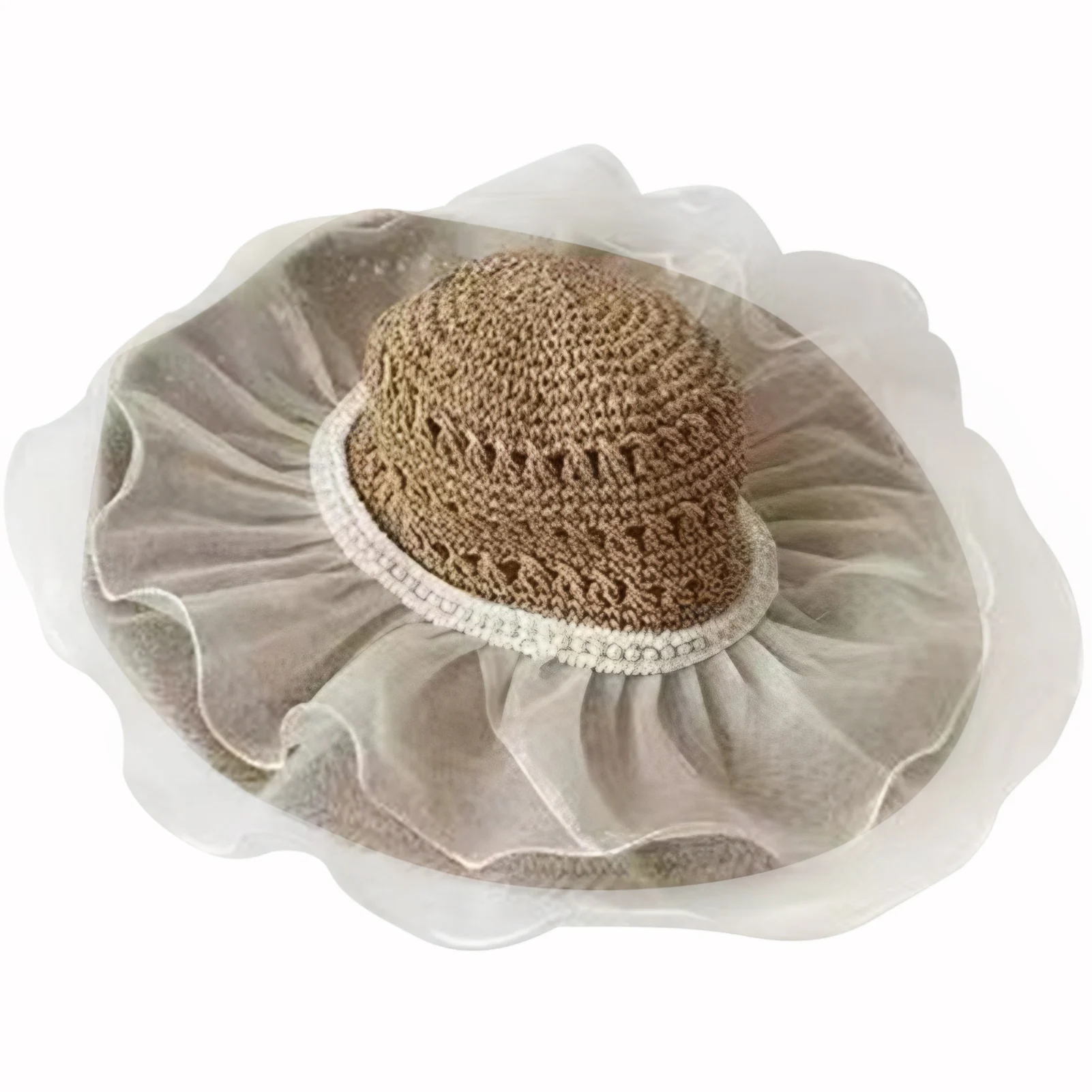 

New Hot Women's Summer Straw Sun Hat Large Brimmed with Lace Design Straw Hats for Outdoor Travel Photography