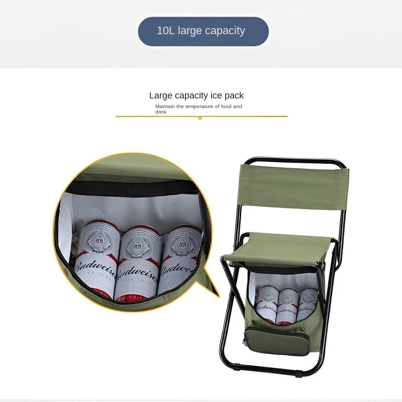 Portable Outdoor Camping Folding Cooler Chair Picnic Fishing Beach Hiking Outdoor Backpack Ultralight Seat Table Camping Stools