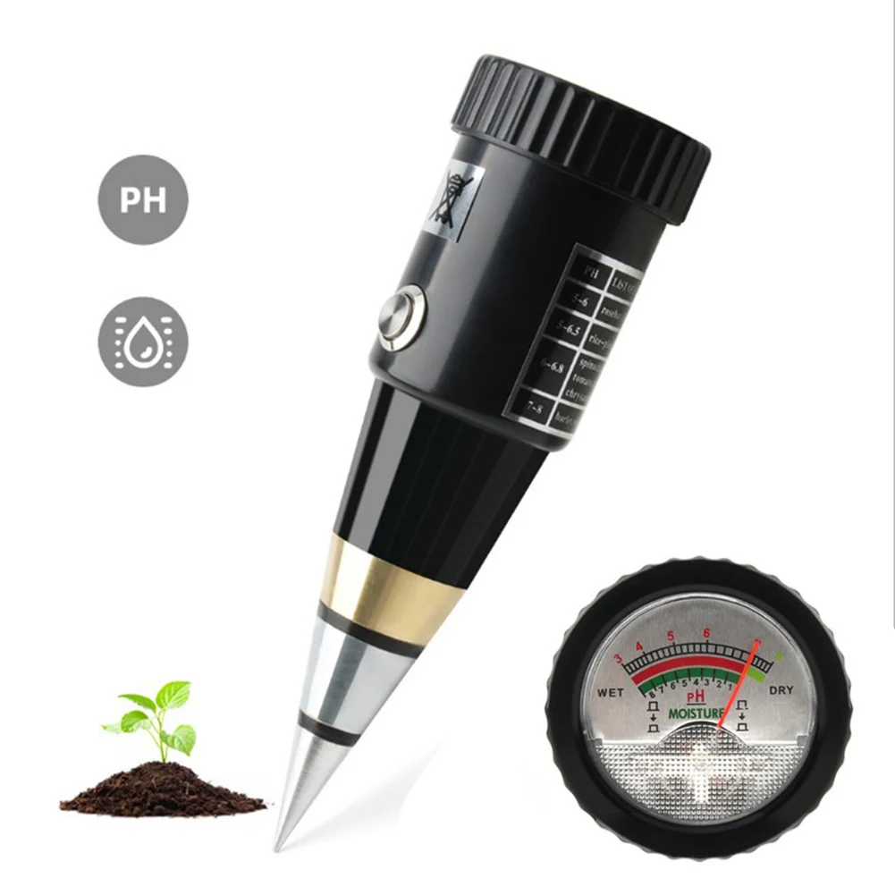 Soil Moisture PH Meter Metal Sensor Probe Handheld Soil PH Tester 3~8 PH Soil Acidity Meter No Battery for Planting Garden Tool