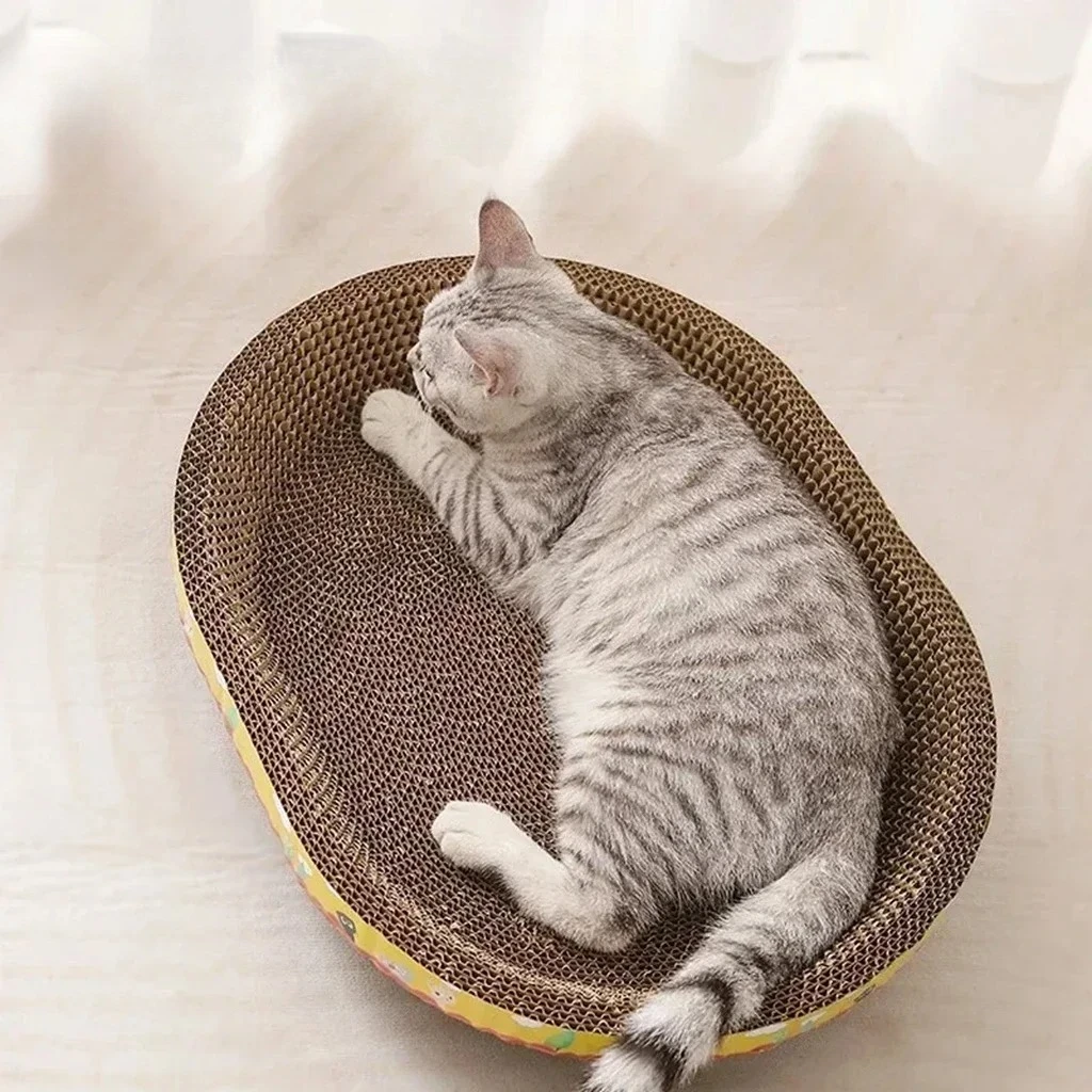 Cat Scratching Board Protect Furniture Grinding Claw Toys Oval Corrugated Paper Wear-resistant Cat Nest Cat Accessories