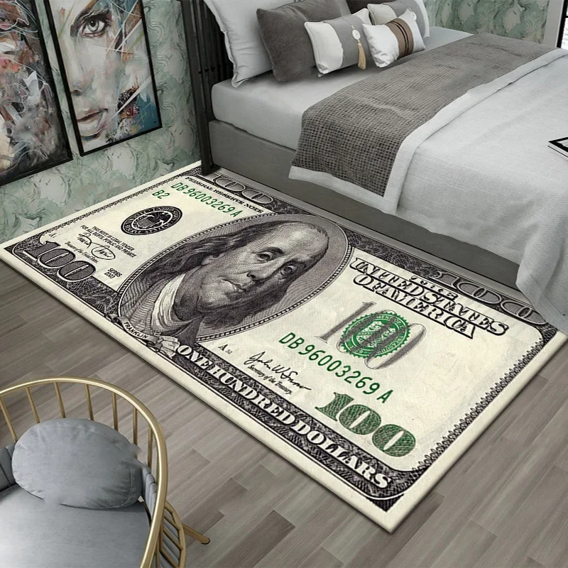 VIKAMA Kreativer Teppich mit Dollar-Aufdruck, Fußmatte, Schlafzimmer-Beistellteppich, leicht zu reinigen, Bodenmatte für Spielzimmer, Teppich für Wohnzimmer – Detail 8