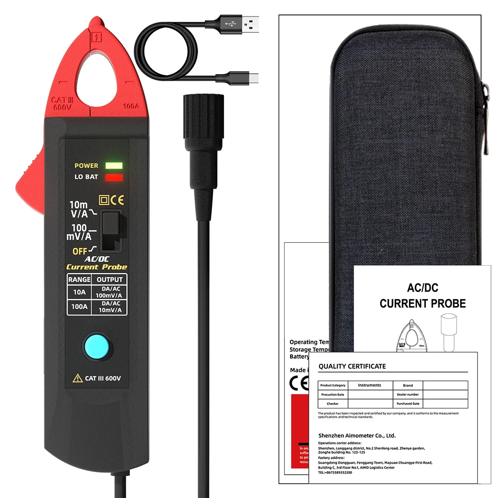 Black Smart Clamp Meter Non-Contact Tester ABS Material Construction Up To 100A Capacity For Oscilloscope Brands