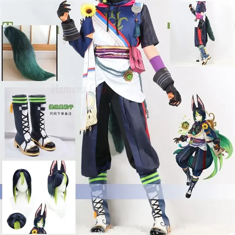 Gioco impact tighnari cosplay costume parrucca capelli Genshin tignari coda Shin costumi donna con orecchie accessori cosplay