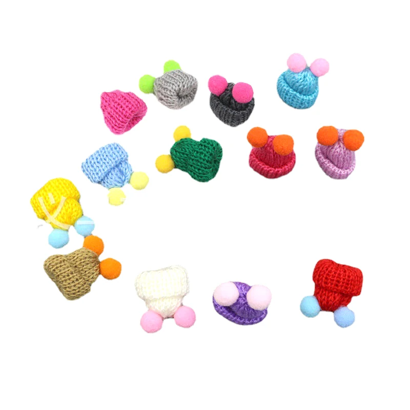 

20-30Pcs Mini Knitting Hats DIY Home Craft Ornaments Supplie Kids Headwear Hair Accessories Brooch Crochet Decor Toys Small Cap