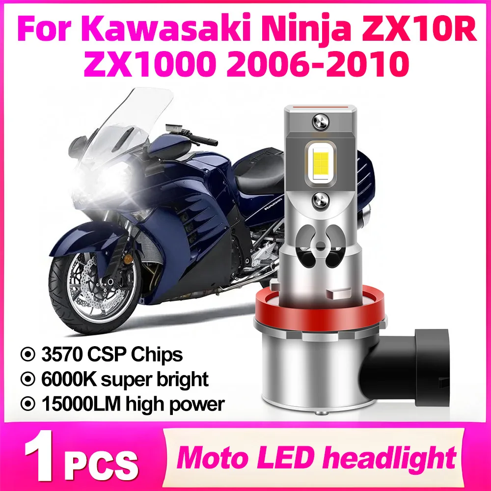 

1PCS Motorbike Head Lamp 12V Motorcycle Headlight 3570 CSP Chips Moto Bulb 6000K White For Kawasaki Ninja ZX10R ZX1000 2006-2010
