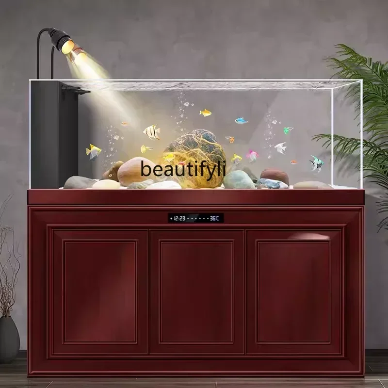 smt7486 new New Wood Grain Stream Cylinder Household Fish Globe Super White Glass Small Aquarium Change Water ss 7486