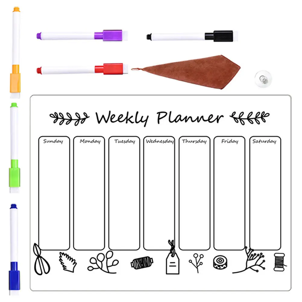 

1Set Magnetic Transparent Dry Erase Planner Board for Kitchen Fridge Wall Mount Daily Planning Schedule Board Reusable Clear