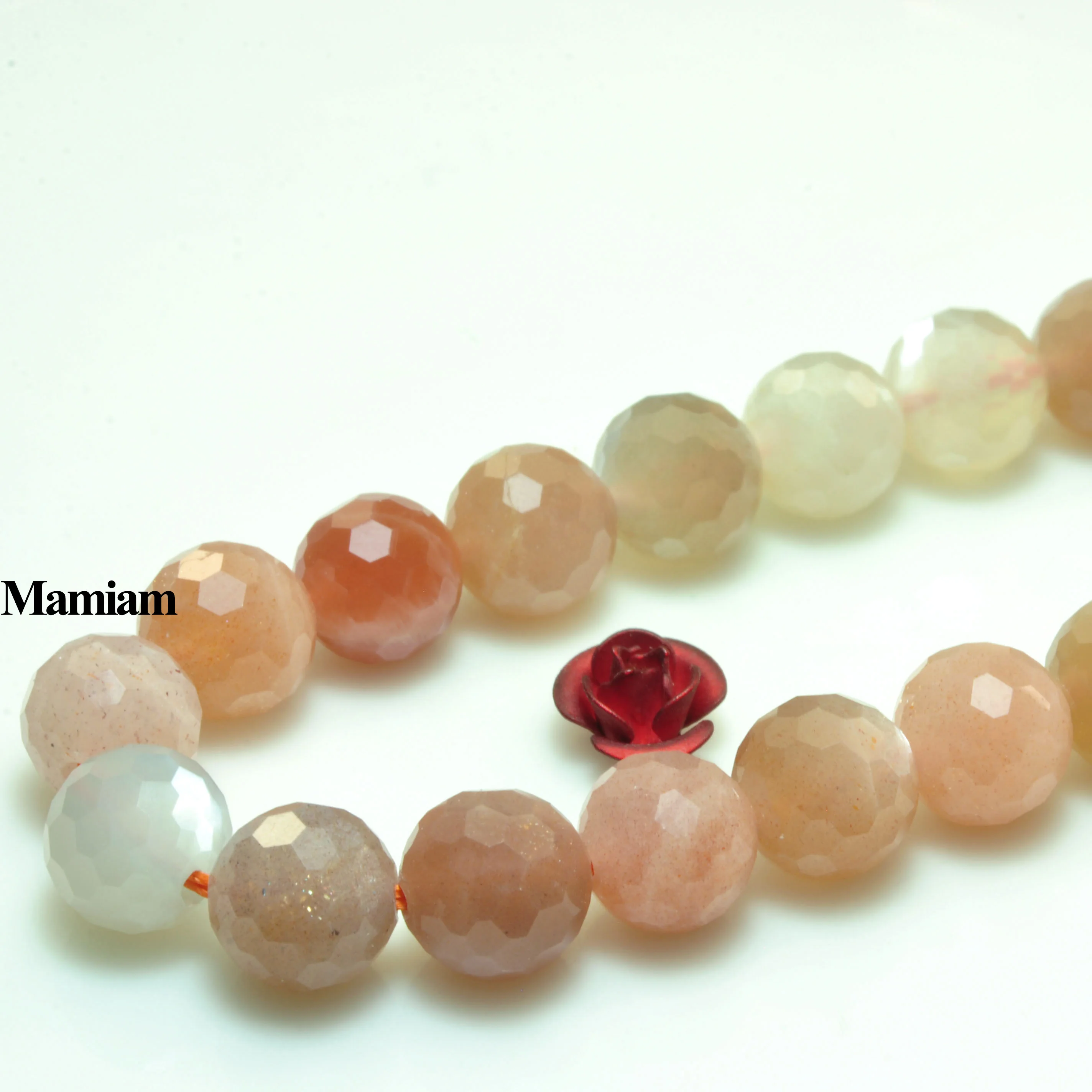 Mamiam Natural A+ Mixed Color Moonstone Faceted Round 9.5mm Stone Smooth Loose Beads Diy Bracelet Necklace Jewelry Making Design