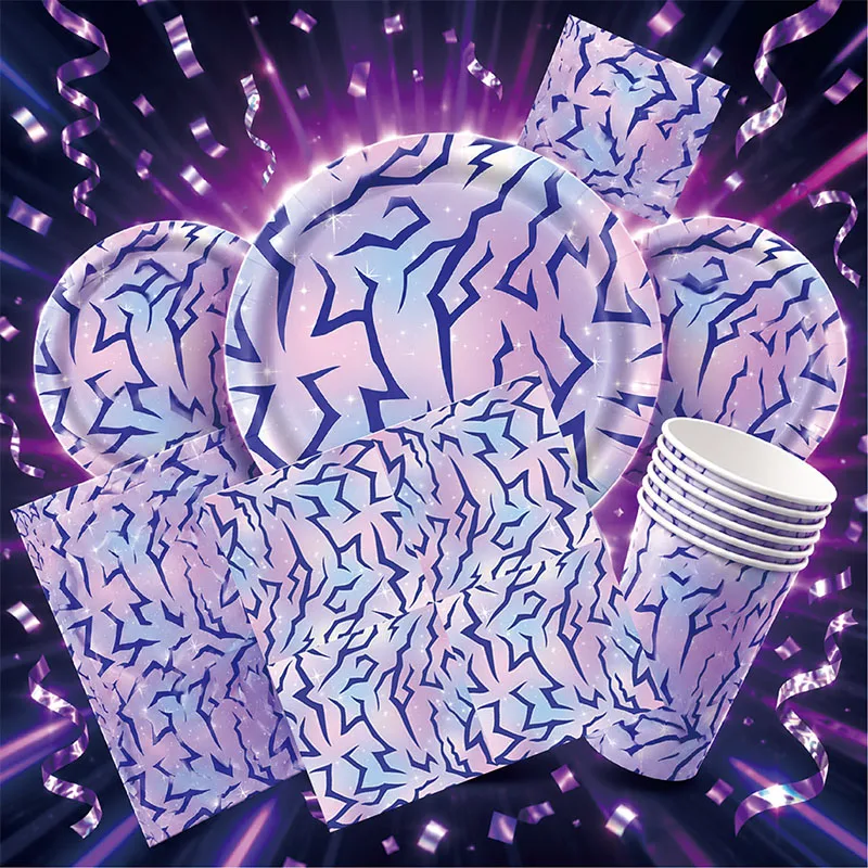 K-pop Birthday Party Supplies Disposable Paper Plates Napkins Cups Straw Tableware Set for Kpop Birthday Party