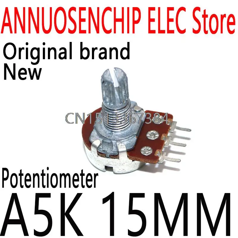 10PCS New and Original Single Joint Stepper Potentiometer / Handle Including Threaded Length A5K 15MM