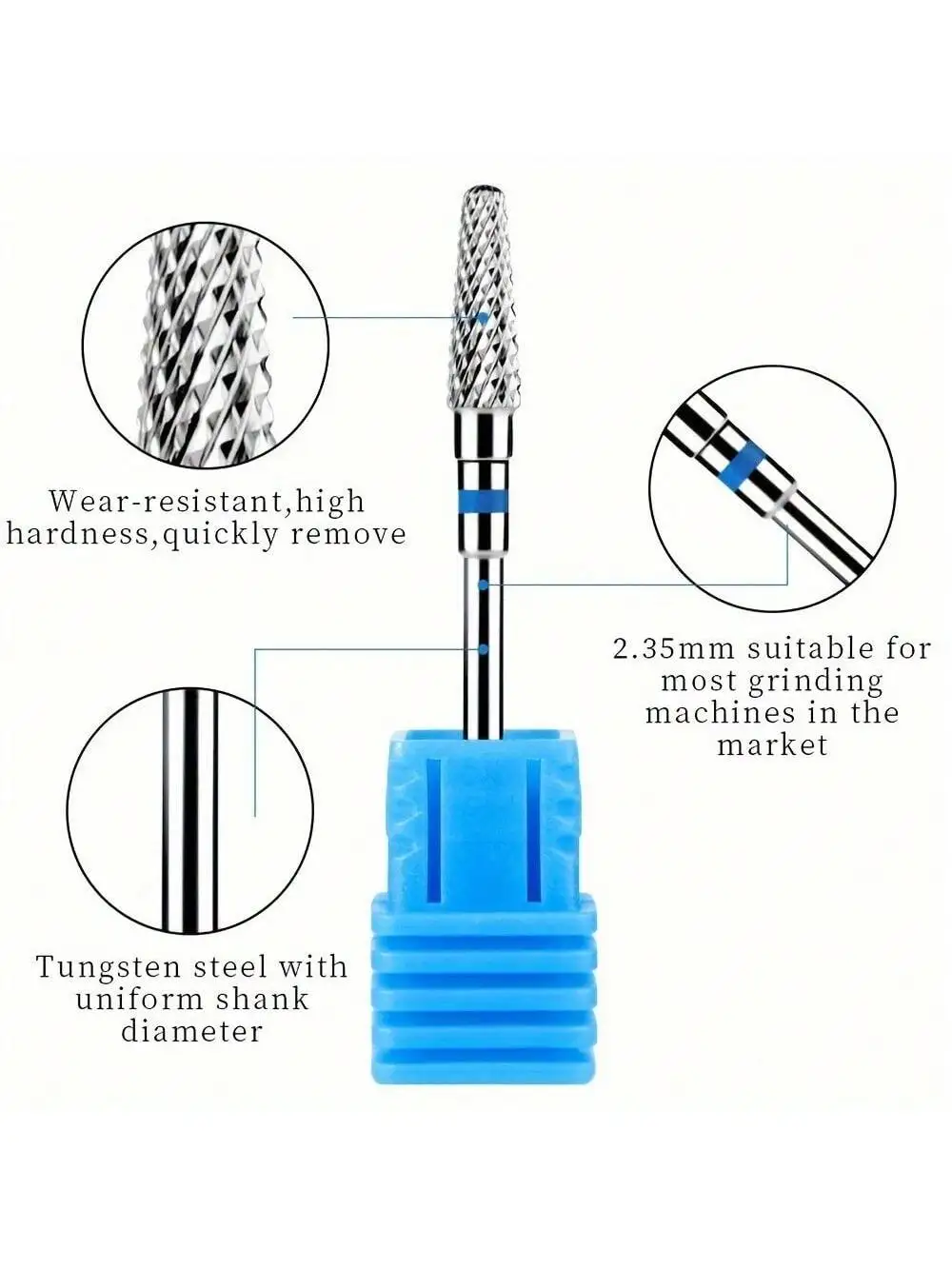 ดอกสว่านเล็บทรงกรวยทังสเตนคาร์ไบด์ 1/5 ชิ้น - เครื่องมือกำจัดหนังกำพร้าความแม่นยำสูงสำหรับตะไบเล็บไฟฟ้าและการทำความสะอาดหนังกำพร้า
