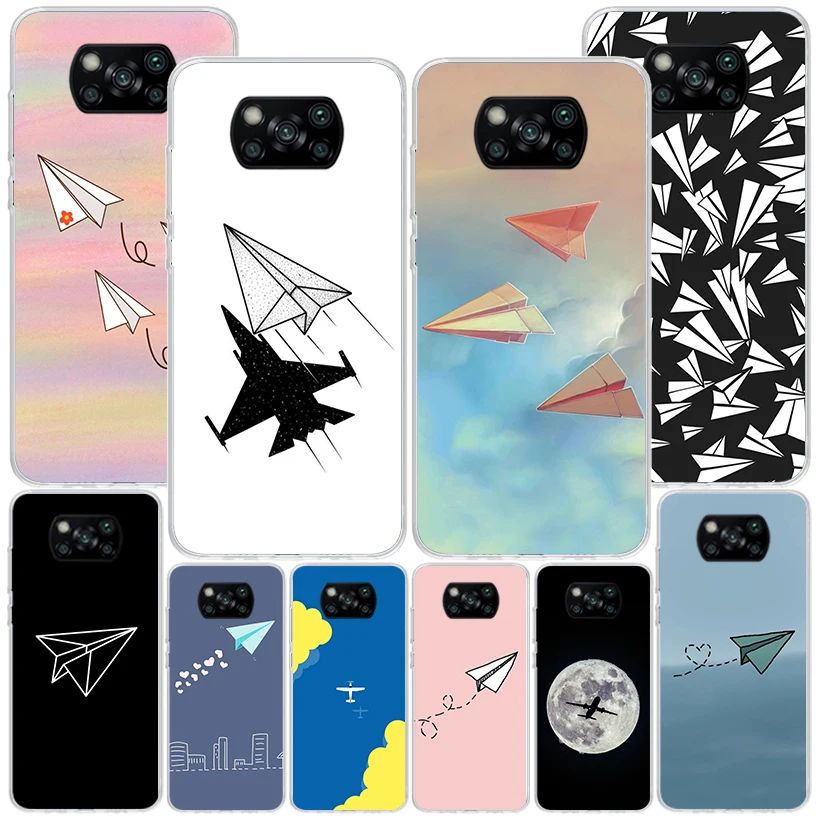 Paper Plane Airplane Fly Phnoe Case for Xiaomi Poco X5 Pro X4 Gt X3 Nfc M5S M4 M3 M2 F3 F2 F1 Mi Note 10 Lite A2 A3 Unique Cover