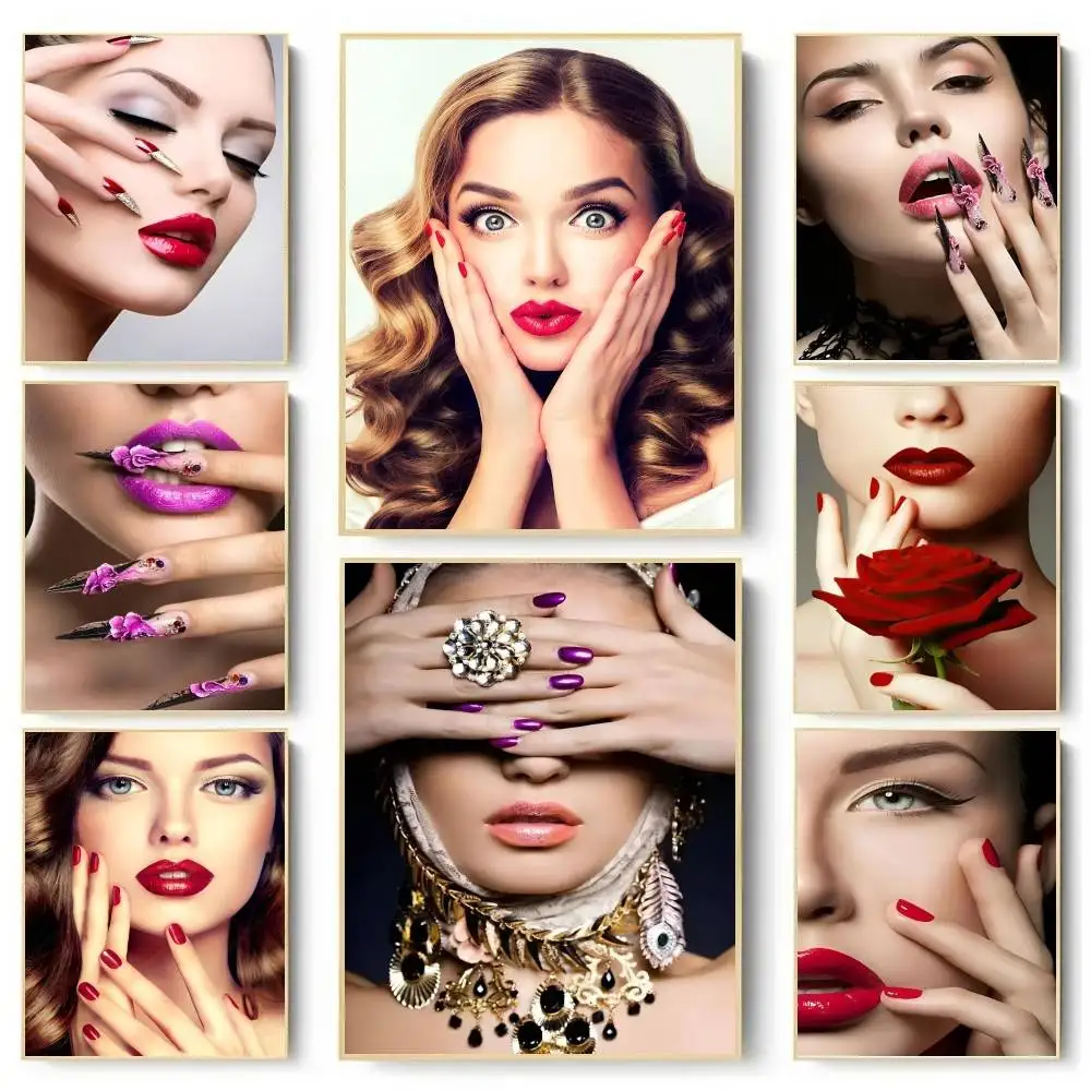 1pc Beauty Salon Nail Shapes Guide Poster Sticker Print Waterproof Wall Art For Living Room Bedroom Home Decor