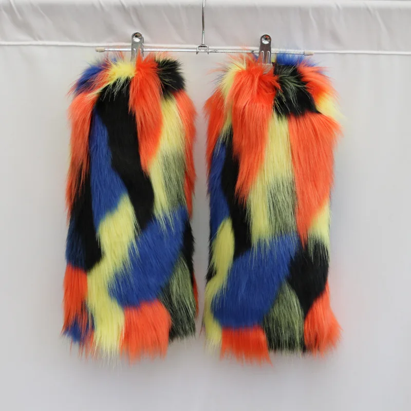 Fur Legging Leg Warmers Women Hairy Sockliner New Imitation Fox Hair Winter Knee Leggings All-match Foot Warmer Shoe Covers Tide