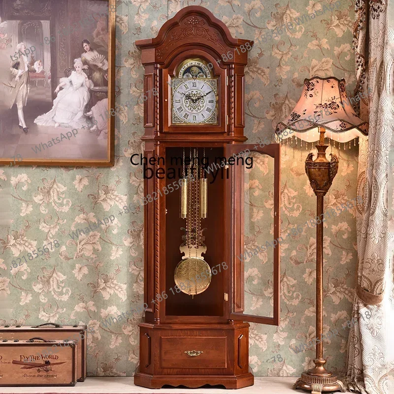 

B178 The Grandfather Clock Living Room Home Retro European Style Villa Vertical Clock and Mechanical Pendulum Clock