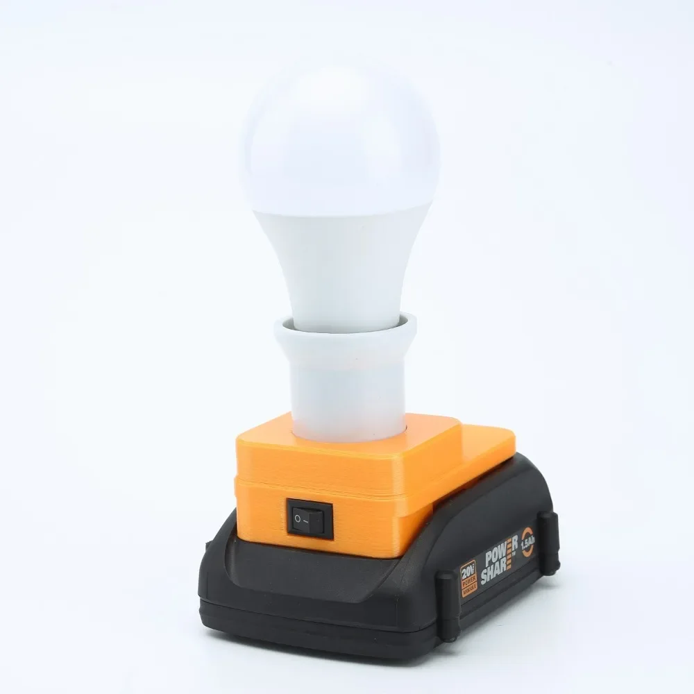 For Worx 6PIN 20v Battery Holder Portable Lighting LED  Lamp Light Bulbs  Cool White BULB (N0 BATTERY)