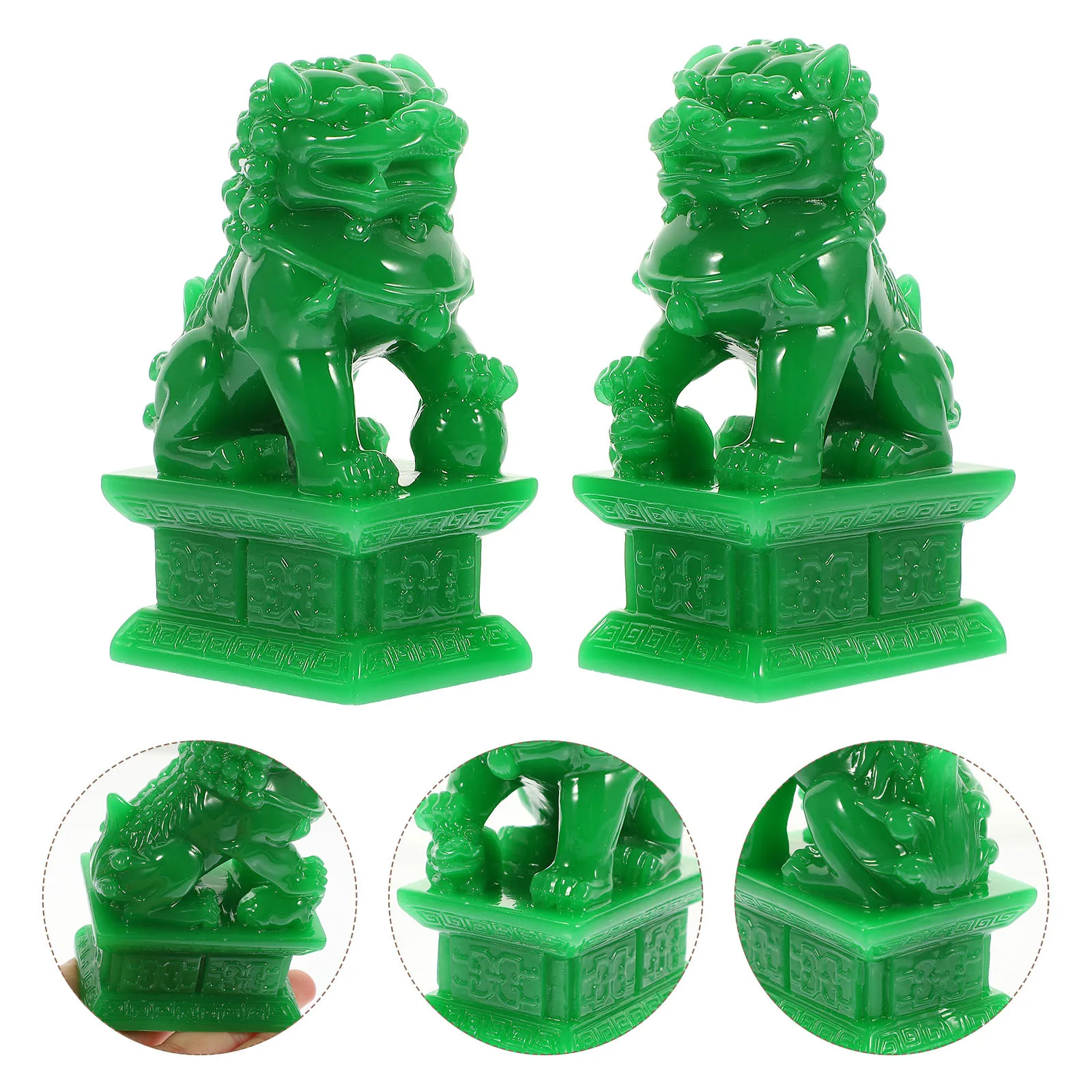

1Pair Resin Lion Statue Decor Lion Shape Accent Desktop Tabletop Decoration for Home Office Tabletop Adorns Decor