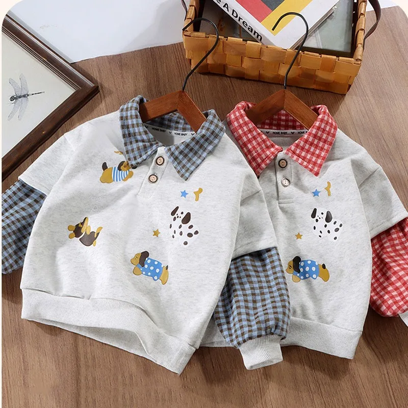 meninos-camisas-polo-2025-outono-primavera-topos-para-criancas-camisola-falsa-duas-meninas-camisolas-adolescente-escola-camisa-casual
