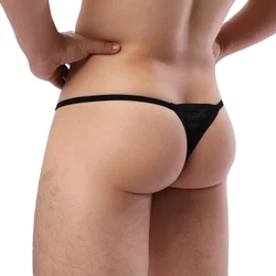 Ropa interior CLEVER-MENMODE para hombre, Tanga de encaje transparente con bolsa para pene, bragas sexys de cintura, lencería ultrafina