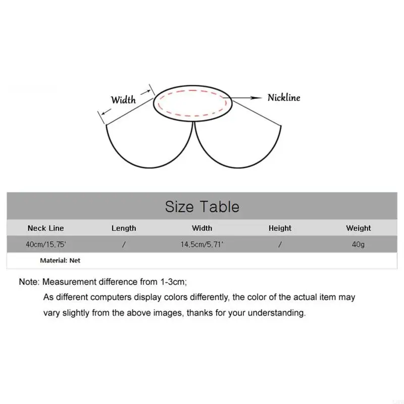 A3PB Damenschichtes Mesh Ruffled Faux Kragen Schalschal