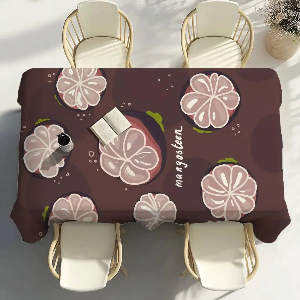 Fruit Mangosteen Table Cloth Home Party Picnic Dining Room Kitchen Patios Stain-Proof Polyester Table Cloth
