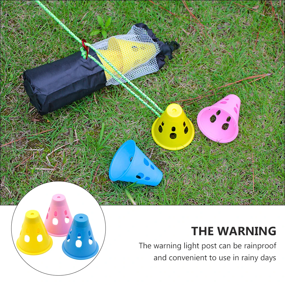 

6pcs Tent Warning Lamp Pe Mini Outdoor Camping Lanterns Night Safety Rainproof Tent Nail Covers 80H Life Anti Fall Nail