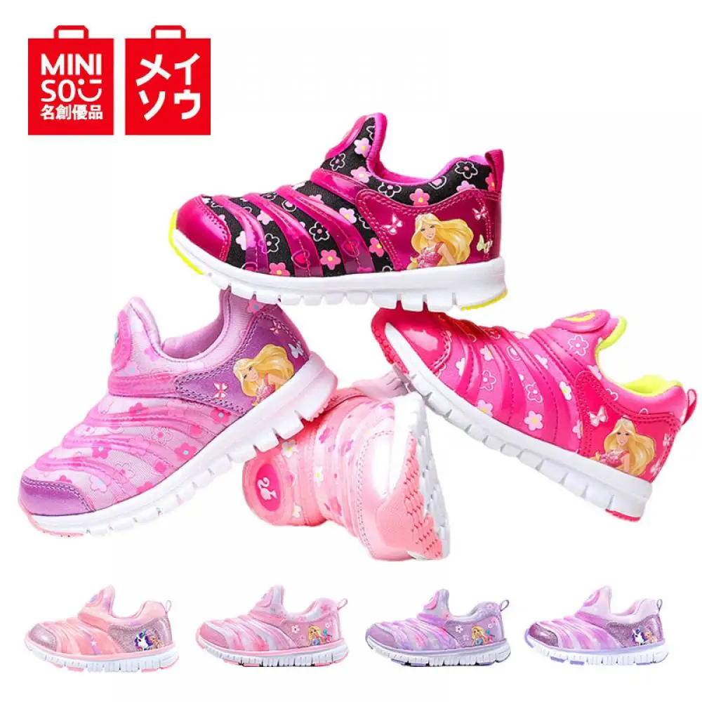 Barbie Children\'s Shoes Kawaii New Boys Girls Sports Shoes Soft Bottom Breathable Sports Sneakers Non Slip Kids Running Shoes