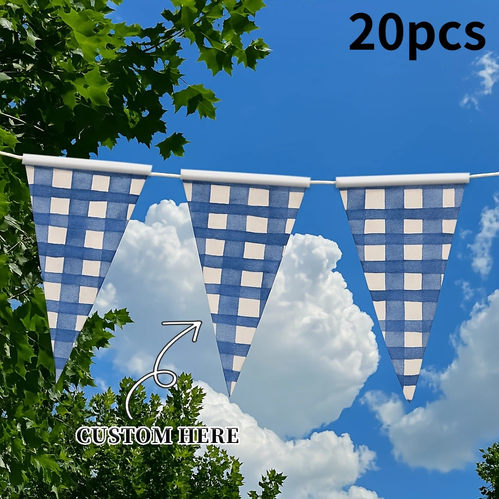 20pcs Customizable Triangular String Flag, Single-sided Printing, Durable Polyester, Suitable for Gatherings, Events, and Garden