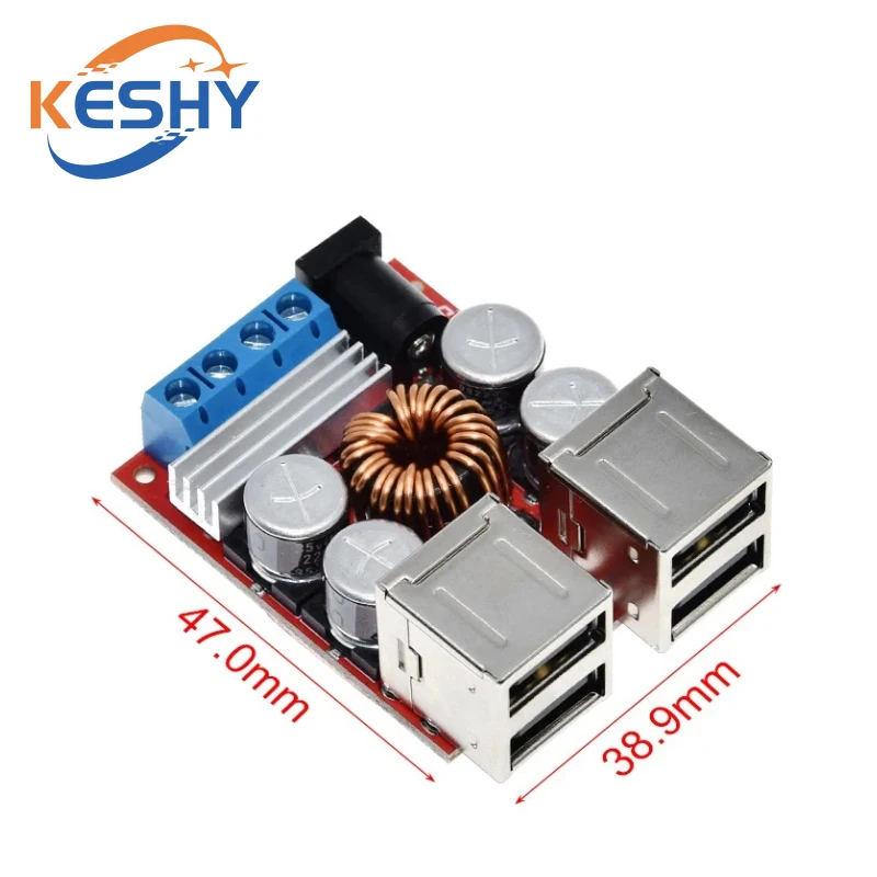 DC-DC Vehicle Charging Board, 8V-35V a 5V, 8A Fonte de Alimentação, Módulo de Despressurização, 4 Port USB Output, Carregador Móvel