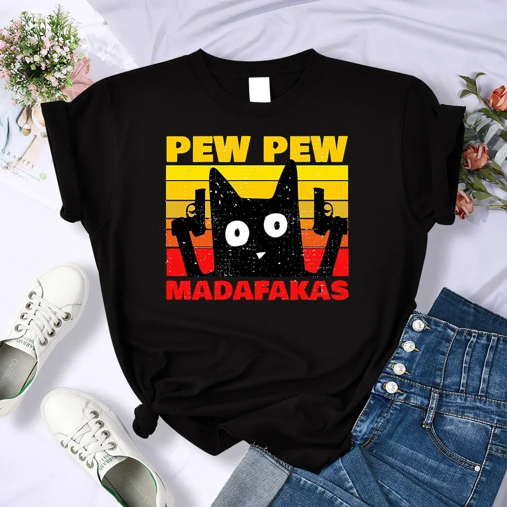 Pew Pew Madafakas Printed Graphic T-Shirts Fashion Summer Casual O-neck Tops Hip Hop Crewneck Lady Short-sleev Unique T-Shirt