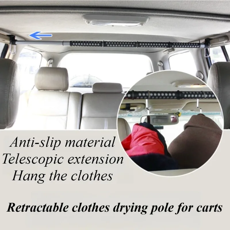 For Car SUV Truck RV Universal Telescopic Clothes Drying Rod Trunk Hanger Rack Auto Travel Laundry Solution Foldable Quick Parts