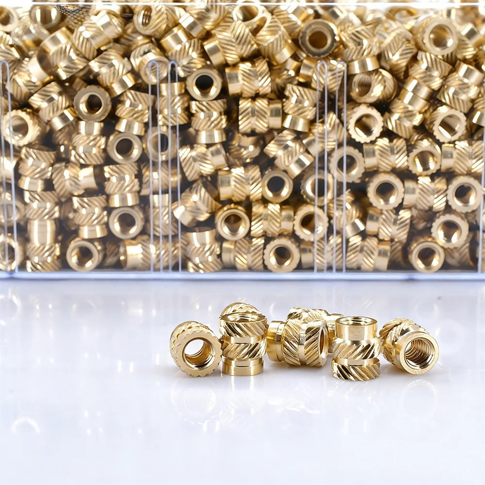 900/550/200Pcs Threaded Inserts M2 M3 M4 M5 M6 Knurled Insertion Nuts Brass Heat Set Insert for Plastic 3D Printing Components