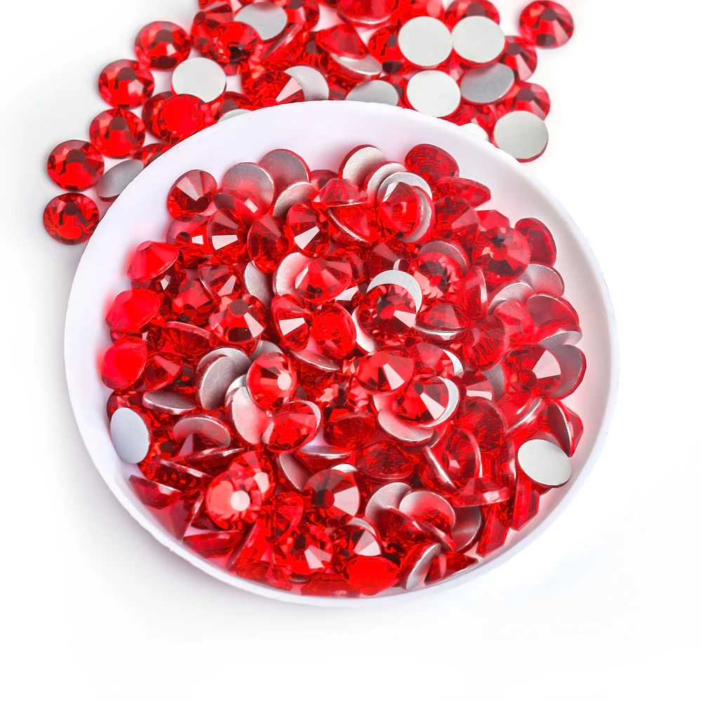 ضوء/داكن سيام الأحمر كريستال بريق مسمار الفن الراين SS3-SS30 الزجاج/الكريستال غير الإصلاح مسمار الفن زينة #5