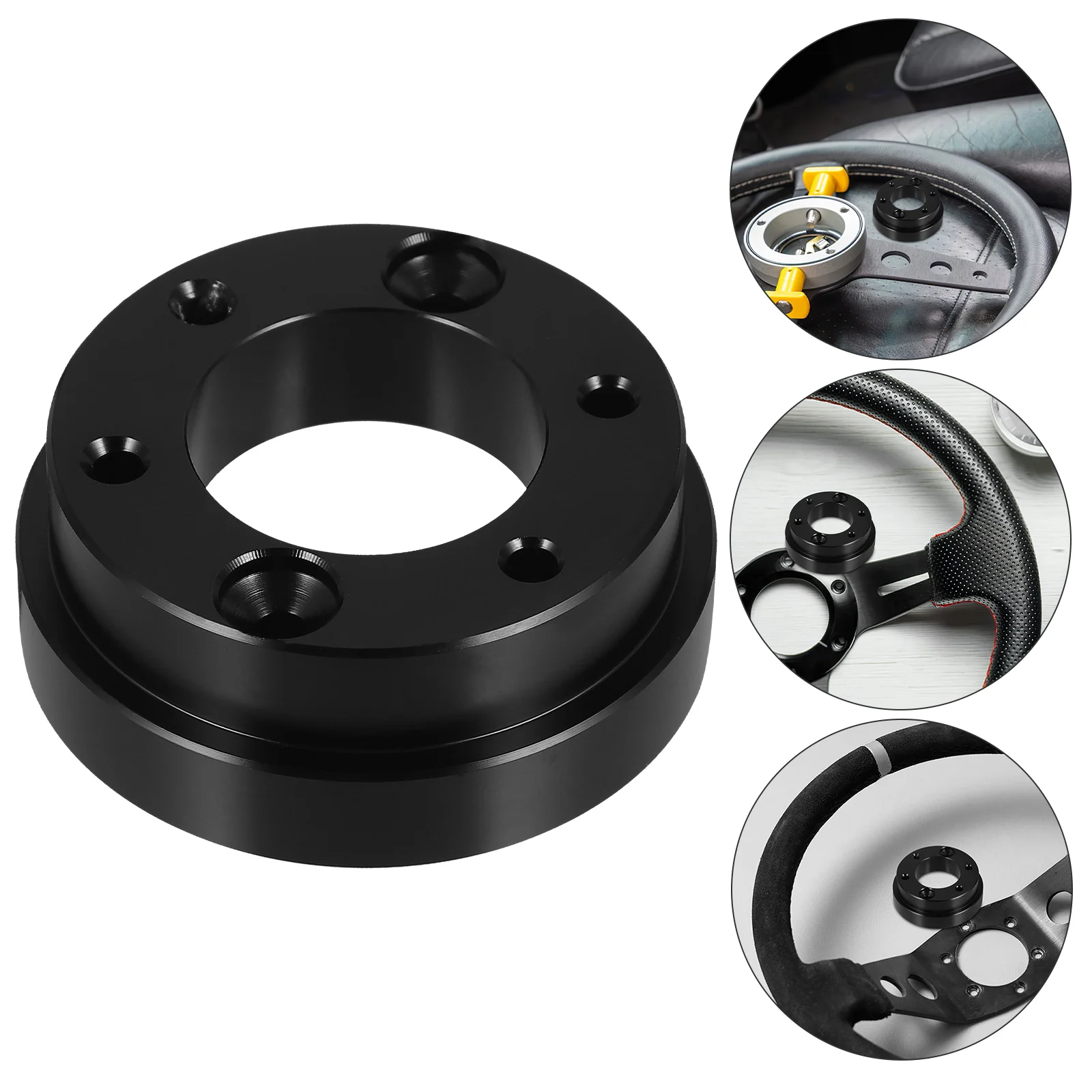 

Steering Wheel Height Booster Adapter Black Metal Aluminum Riser Durable Racing Car Accessories Steering Wheel Parts