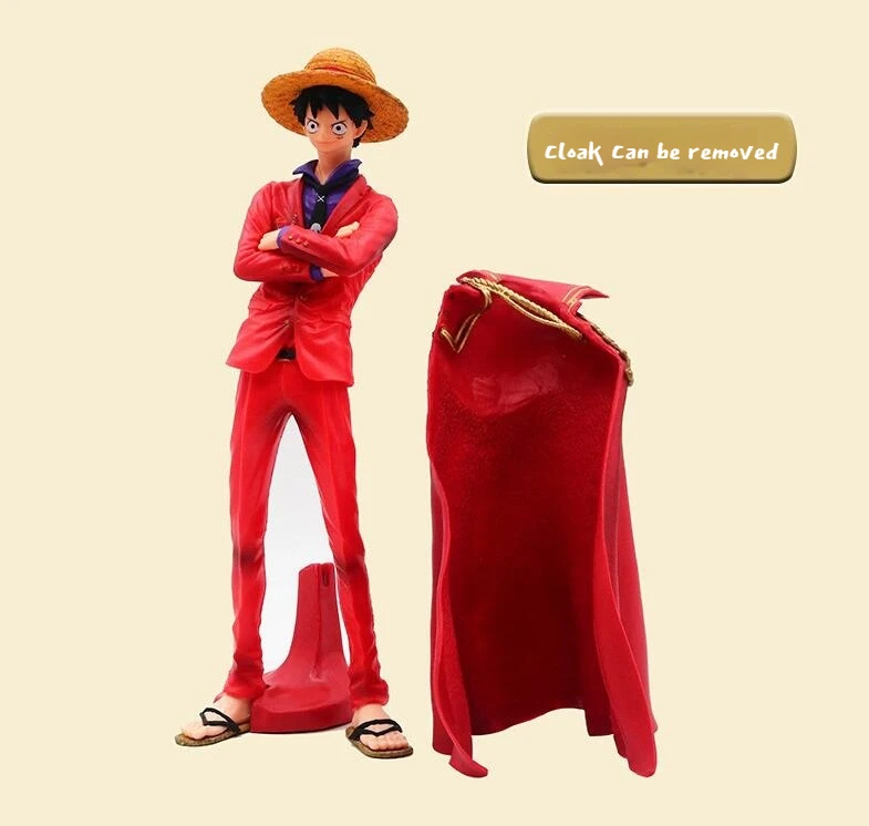 25cm 애니메이션 원피스 피규어 루피 빨간색과 검은색 망토 액션 피규어 PVC 모델 어린이 장난감 데스크탑 장식품 컬렉션 남자아이 선물