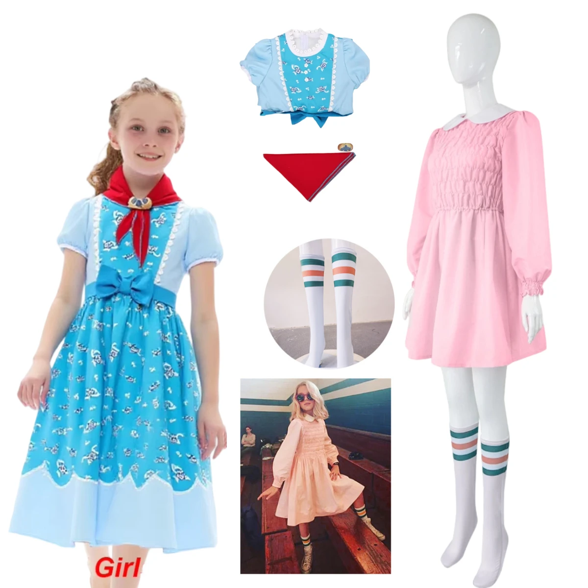 

Disguise S5 Holly Wheeler Eleven Cosplay Women Girls Pink Blue Dress Cloak 2025 ST Costume Halloween Role Play Party Clothes