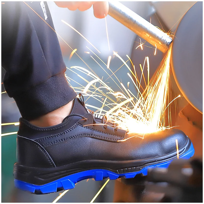 plus size men casual steel toe caps work safety shoes worker genuine leather safe shoe tooling security boots protect footwear