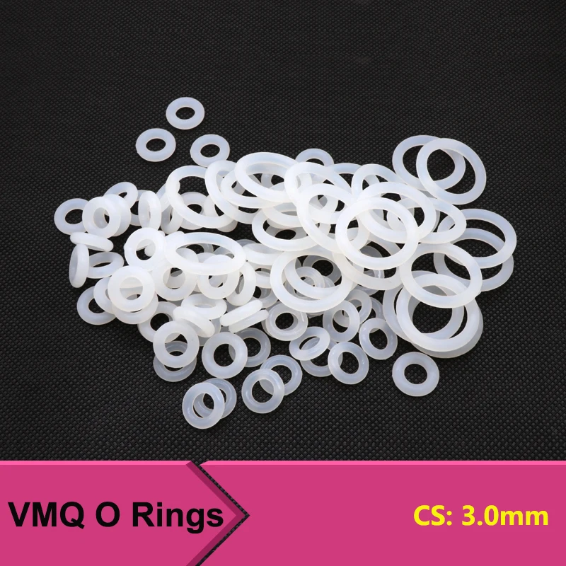 

10/50Pcs White Silicone VMQ O Ring Gasket Food Grade CS 3mm OD 10 ~ 150mm Waterproof Washer Rubber Insulated O Shape Seal Tool