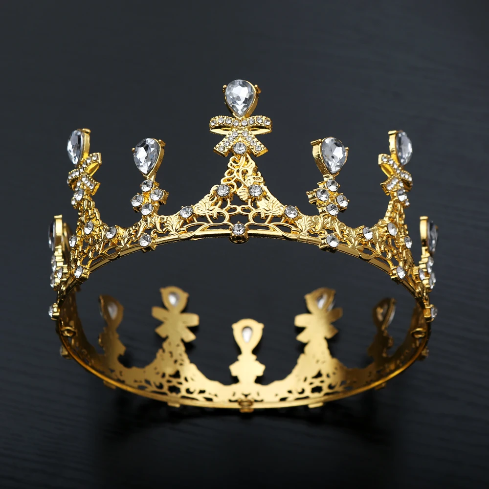 1 шт., роскошная круглая корона с кристаллами, тиара для вечеринки, стразы, диадема для выпускного вечера, корона, женские свадебные аксессуары для волос, ювелирные изделия, корона, тиара
