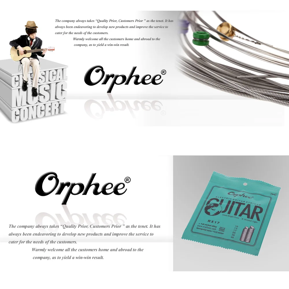 Orphee RX17 Electric Guitar Strings (.010-.046) 8% Nickel Alloy For Primary Guitar Players