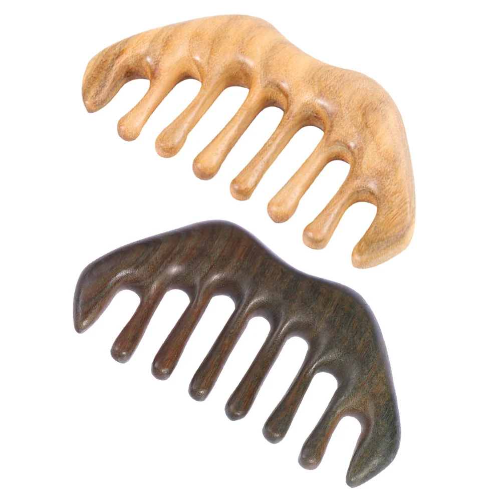 

2Pcs Sandalwood Scalp Comb Ergonomic Design Massage Acupoint Stimulator Home Handheld Stress Relief Tool Massage Comb