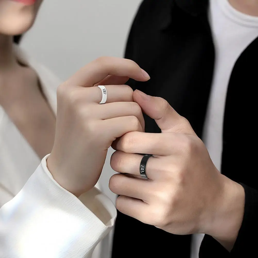 1 Pair Couple Rings Contrast Color Temperament Valentine Gifts Cute Good Friend Heart-shaped Finger Ring for Anniversary