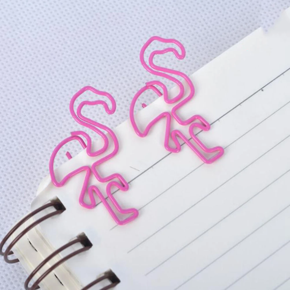 

10pcs Colorful Flamingo Paper Clips Cartoon Metal Office File Clamps Holder For Stationery Supplies