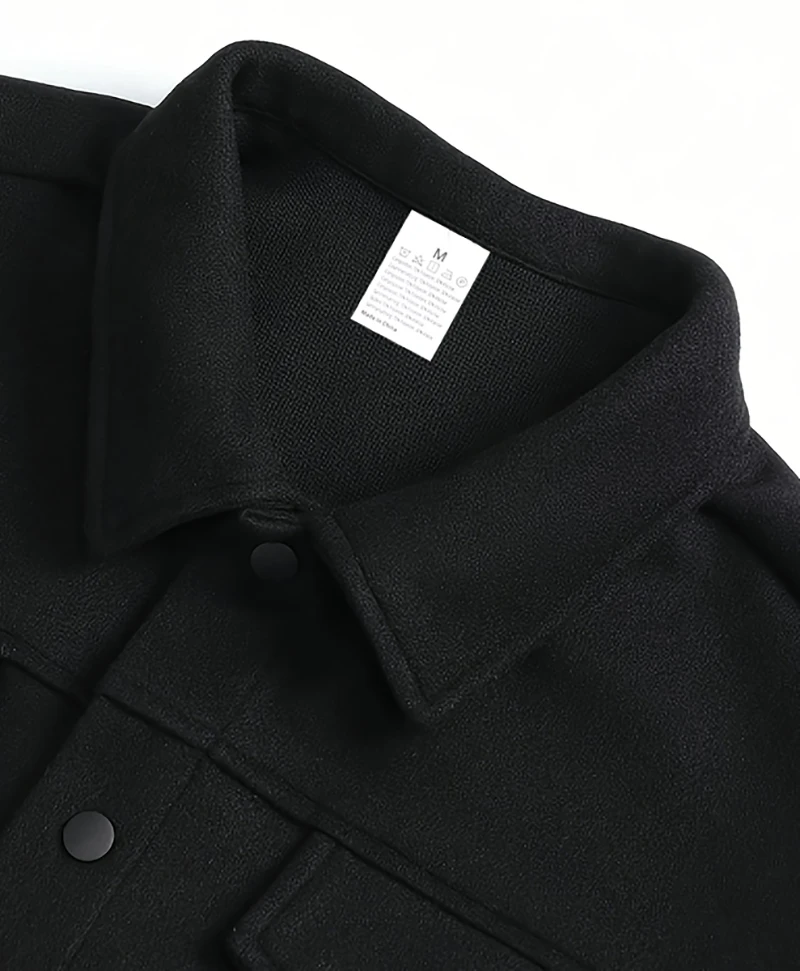 Herrenjacke mit lockerer Passform, gebürstet, kurz, langärmelig, mit Umlegekragen, einreihig, lässige Oberbekleidung für den täglichen Arbeitsweg und Streetwear – Detail 8
