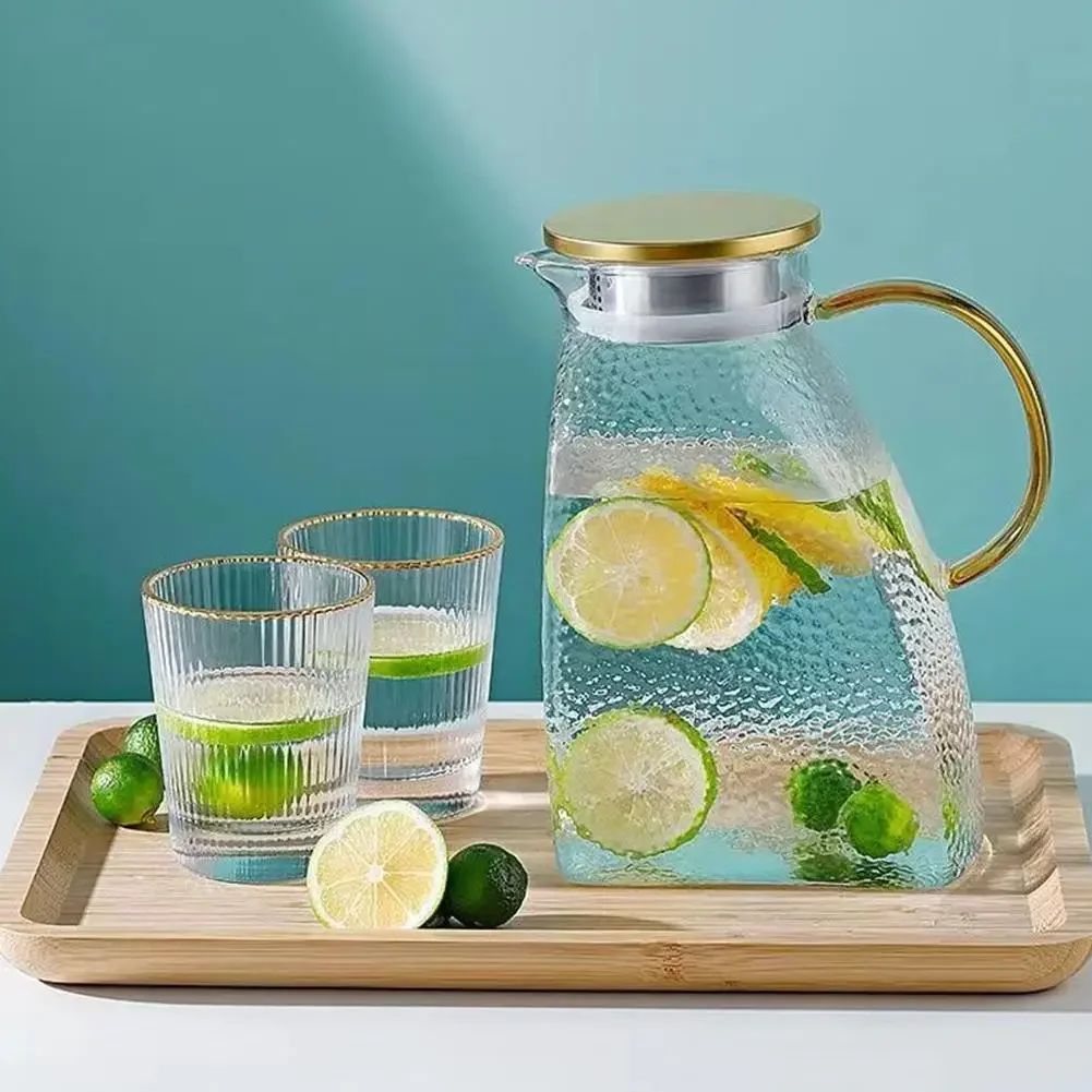 

Fridge Door Glass Jug With Lid Transparent Water Pitcher Leakproof Fridge Door Carafe For Hot Or Cold Beverage (1.8 L/1.5L)