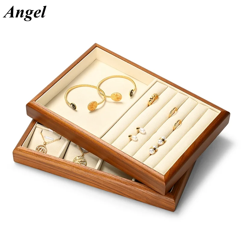 High-end Wood Flat Jewelry Tray Stackable Jewelry Drawer Organizer New Bracelet/Watch/Earrings Showcase Jewelry Holder