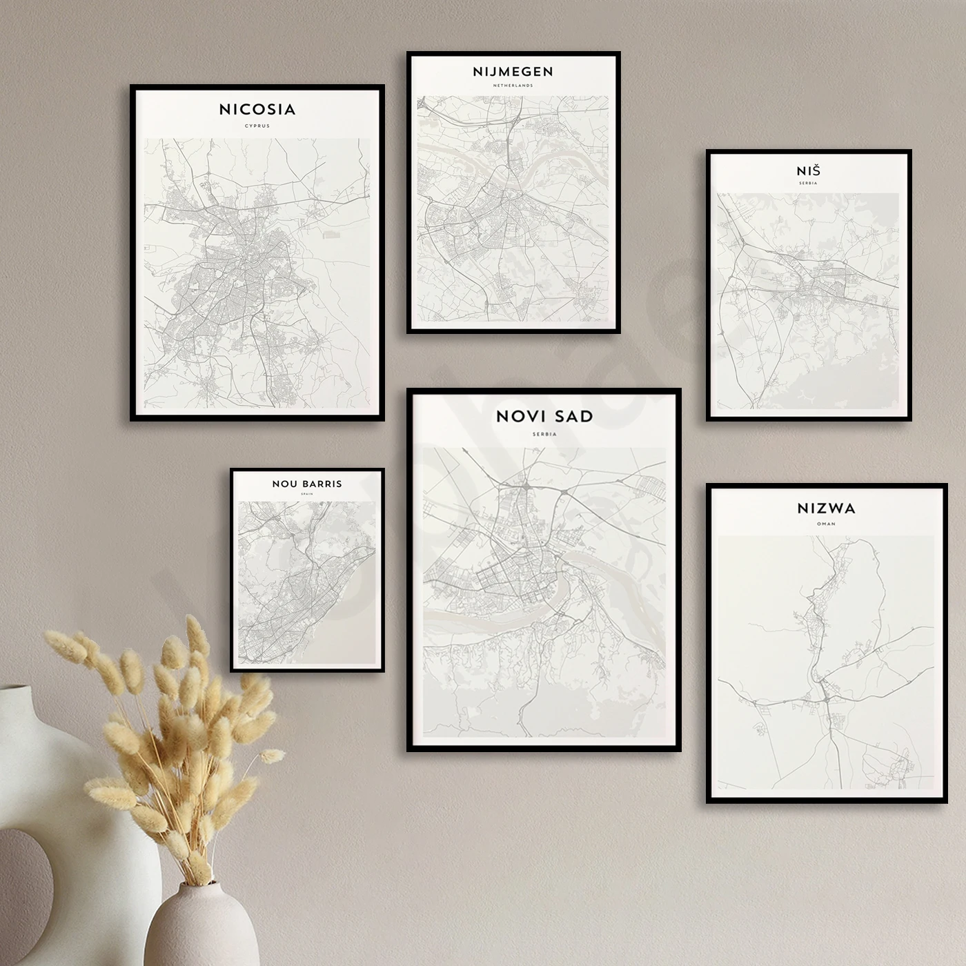 Nuku'alofa.Nuremberg. نوفوسيبيرسك. نوفي ساد.نوباريس.نوتينغهام. نورويتش. نورثامبتون. نزاه. نيكوسيا لطيفة. ملصق خريطة المدن